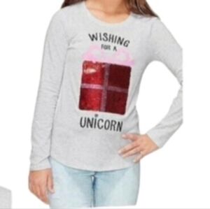 Justice reversible sequin  wishing for a  unicorn long sleeve  T shirt new
